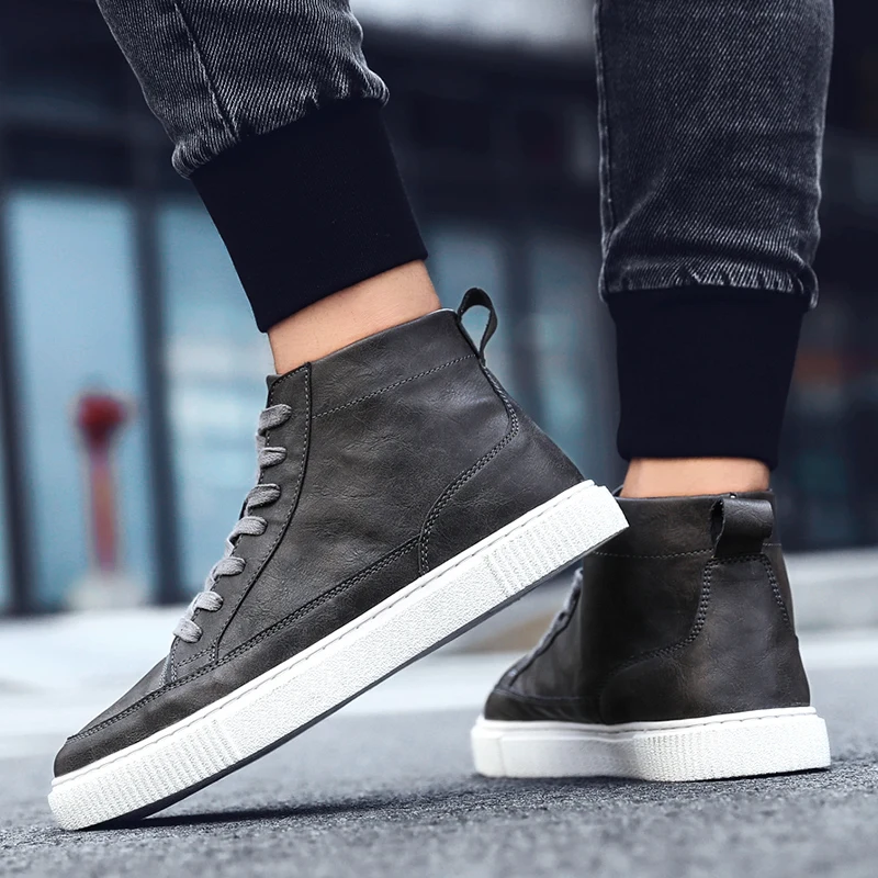Zapatos De Hombre; зимние мужские ботинки; уличные Зимние ботильоны из искусственной кожи; мужские Нескользящие ботинки на шнуровке; кроссовки в британском стиле; большие размеры 44*1704