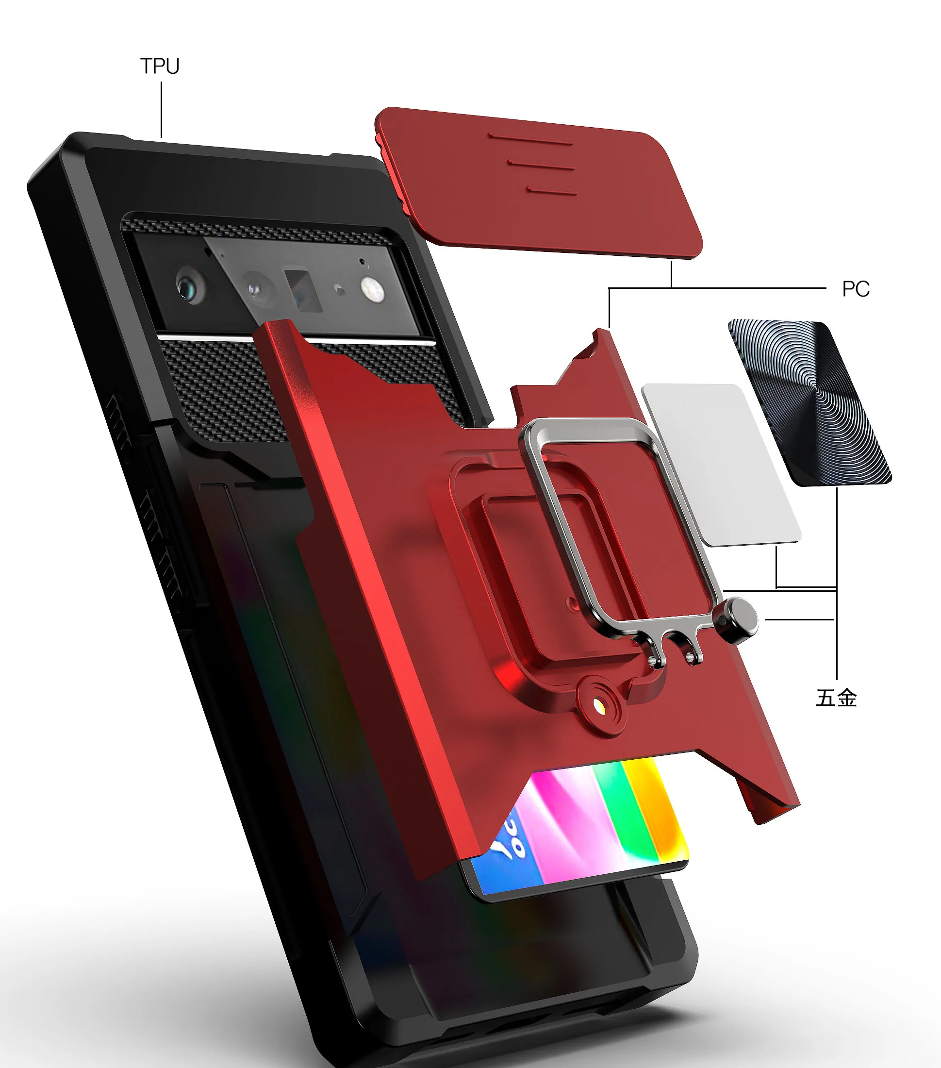 Case For Google Pixel 6 Pro Google Pixel 6 Case With Camera Cover 360 Rotate Ring Stand Card Holder Slot Bumper For Google 5a Phone Case Covers Aliexpress