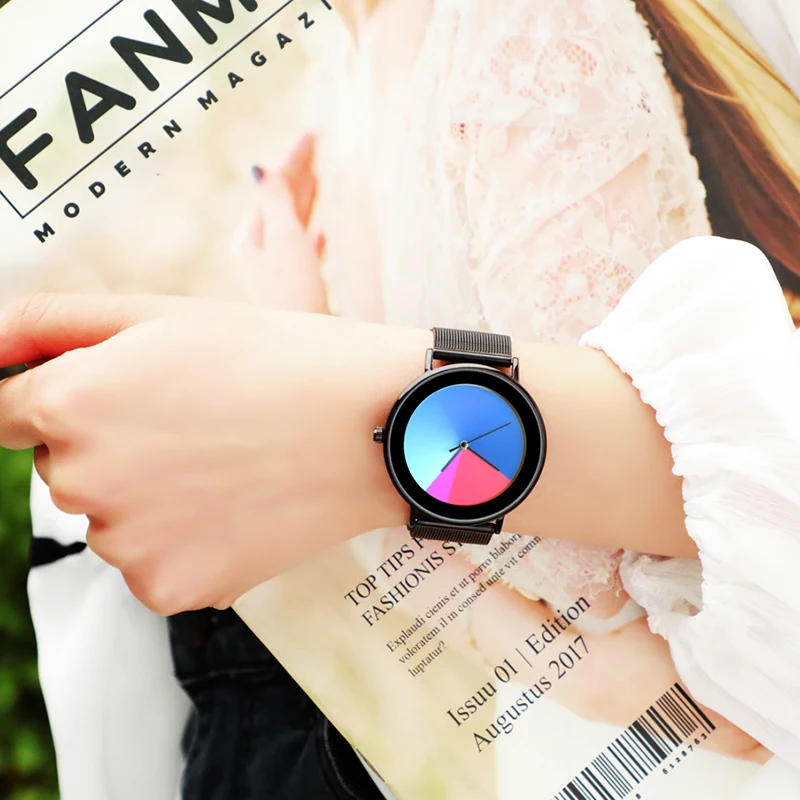 

Creative Original Changing Color Quartz Women Watches Stainless-Steel Casual Watch Reloj Mujer Waterproof Sport Lady Clock 2020