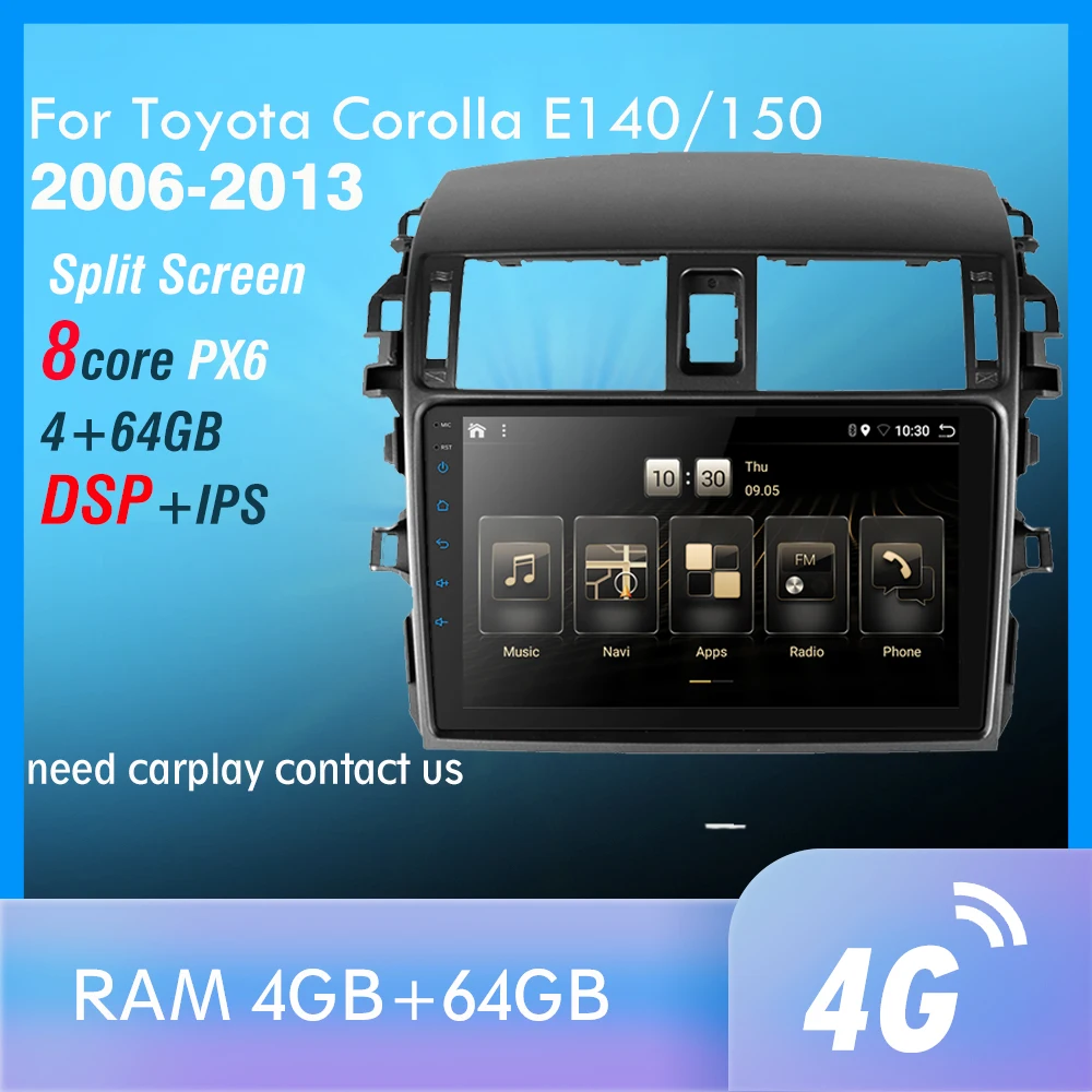 Mirrorlink iPhone Android 9,0 one din радио Bluetooth автомагнитола мультимедийный MP5 плеер для Toyota Corolla E140/150 2008-2013 без Android