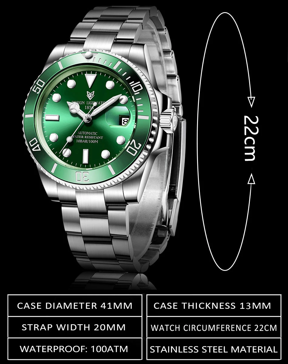 2022 LIGE Watch Men Automatic Mechanical Tourbillon Clock Fashion Sapphire Glass 316L Steel 100 Waterproof Watches NH35 Movement