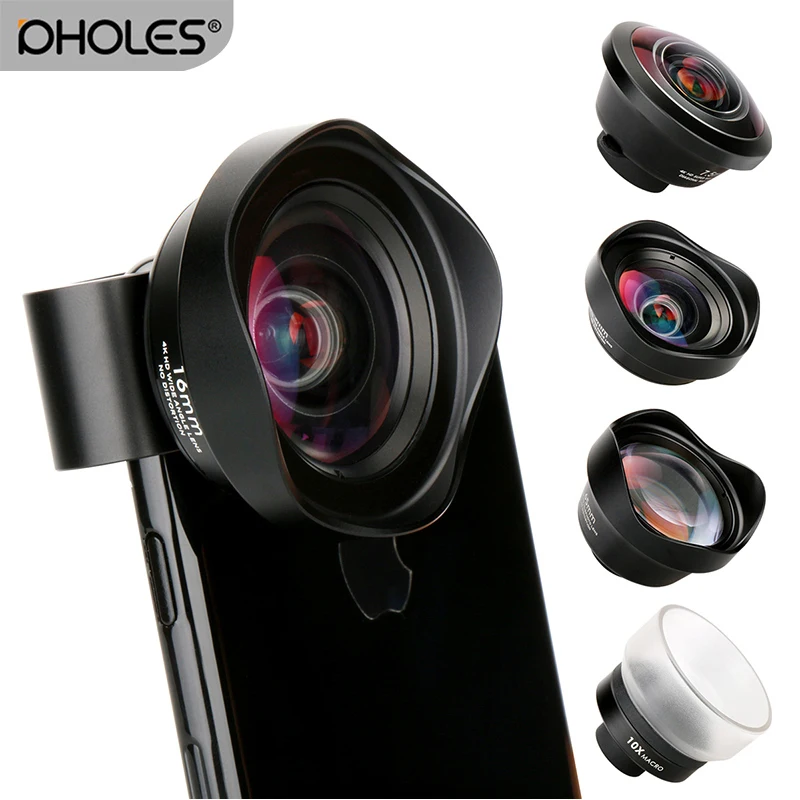  4 in 1 Cell Phone Camera Lens Kit Wide Angle Telephoto lens Macro Fisheye Lenses for iPhone Xs Max 