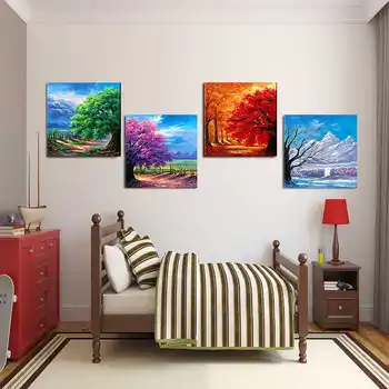 

4Pcs Canvas Painting Wall Art Unframed Modern Oil Paintings HD Print Picture Art Canvas Print Living Room Wall Home Decoration