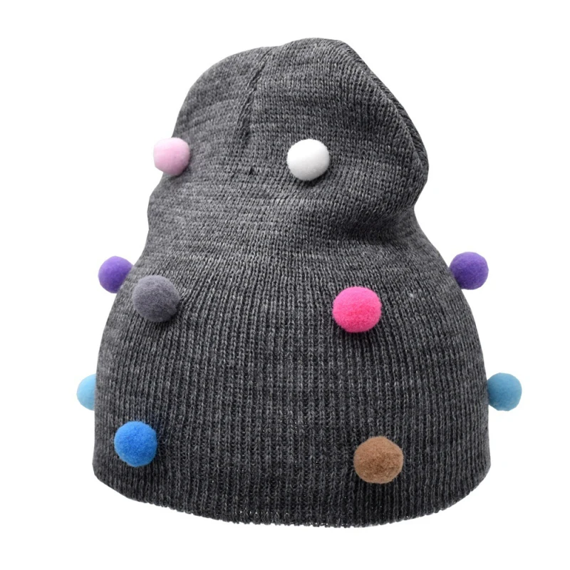 Новая осенне-зимняя детская шапка, теплая вязаная детская шапка, зимняя детская шапка для девочек и мальчиков, одноцветная шапка для девочек, вязаные шапки для девочек, шапка s - Цвет: 07