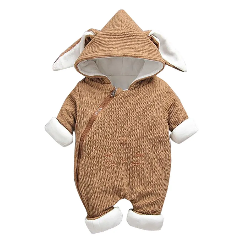 Одежда для новорожденных, комбинезон для маленьких мальчиков, зимняя одежда, костюм, комбинезон на Хэллоуин с кроличьими ушками, для детей 6-18 месяцев, Z4 - Цвет: A