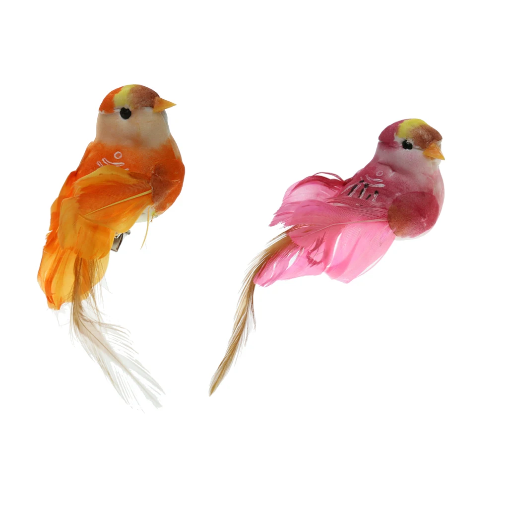 2x Vivid Animal Statues Little Bird Outdoor Garden Grassland Tree Standing Lawn Ornament Photography Props Home Decor Gifts