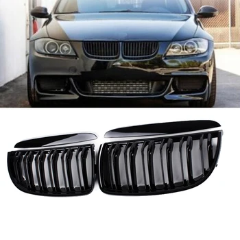 

1Pair Gloss Black Slat Sport Kidney Grille Grill Set Fit for BMW E90 E91 2005-08