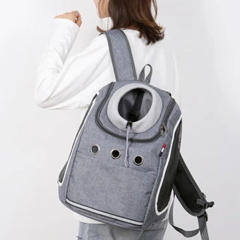 

Breathable Transparent SIde Mesh Window Cat Backpack Drawstring Elastic Top Breathable Pet Carrier Handbag Outdoor Pet Supplies