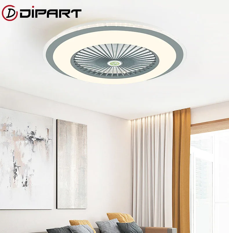 Remote Control Modern LED Fans Invisible Leaves Ultra-thin Ceiling Fan Lights Dimming Adjustable Wind for Bedroom Living Room