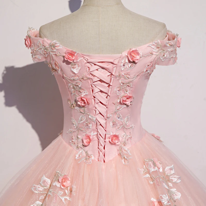 Off The Shoulder Quinceanera Dresses Lace Flower Party Prom Formal Ball Gown Sweet Floral Print Quinceanera Vestidos