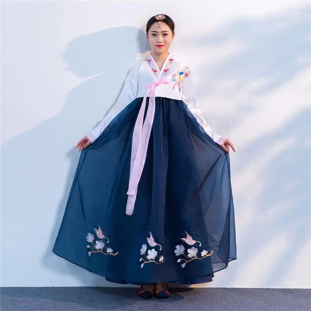 Корейский традиционный костюм ханбок платье ханбок женский корейский дворцовый костюм национальный танец меньшинств представление платье SL1352 - Цвет: As picture
