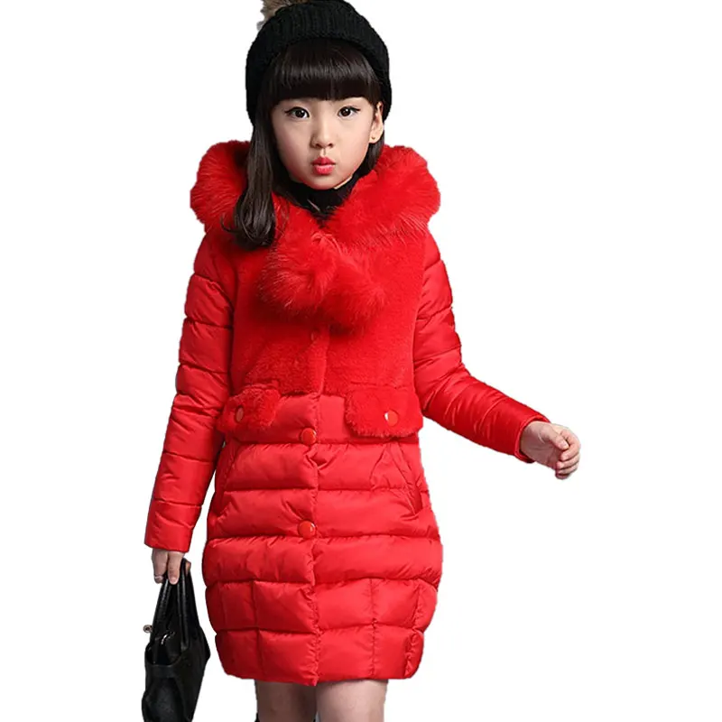 Kopen Winter Herfst Meisjes Warme Jas Kunstmatige Bont Mode Lange Kinderen Capuchon Jas Voor Meisje Bovenkleding Meisjes Kleding