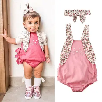 

Rabbit Easter Summer Sleeveless Pink Cute Ruffle Backless Clothes Jumpsuit Outfits Toddler Newborn Infant Baby Girls Bodysuit