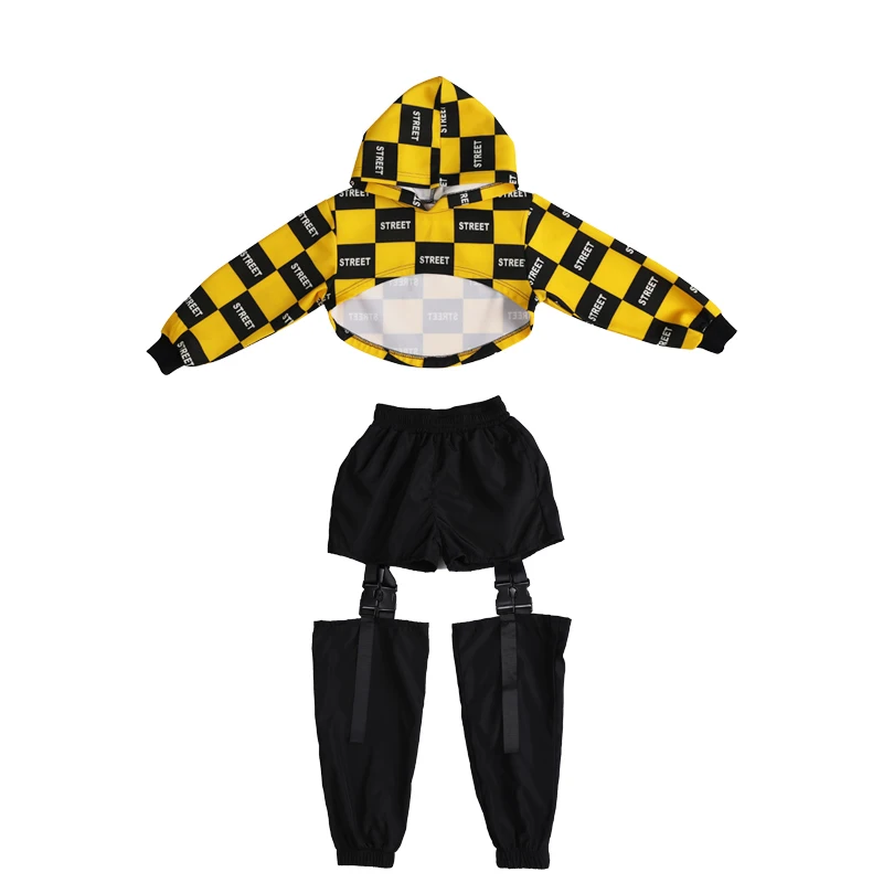 Girl Stage Performance Clothing Jazz Dance Fashion 2 Pc Sets Long Sleeve Crop Top Long Pants Costumes Hip Hop Dancing Clothes (14)