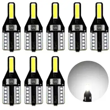 

AGLINT 8 X T10 W5W Led Bulb 194 168 158 501 5W5 7020 SMD 2Chips Interior For Car Dome Reading Lamp Led Bulbs 6000K White DC12V