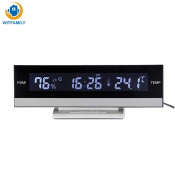 

Home Digital LCD Big Large Screen LED Display Electronic Alarm Clock Desk Temperature Humidity Clock Electronic Battery