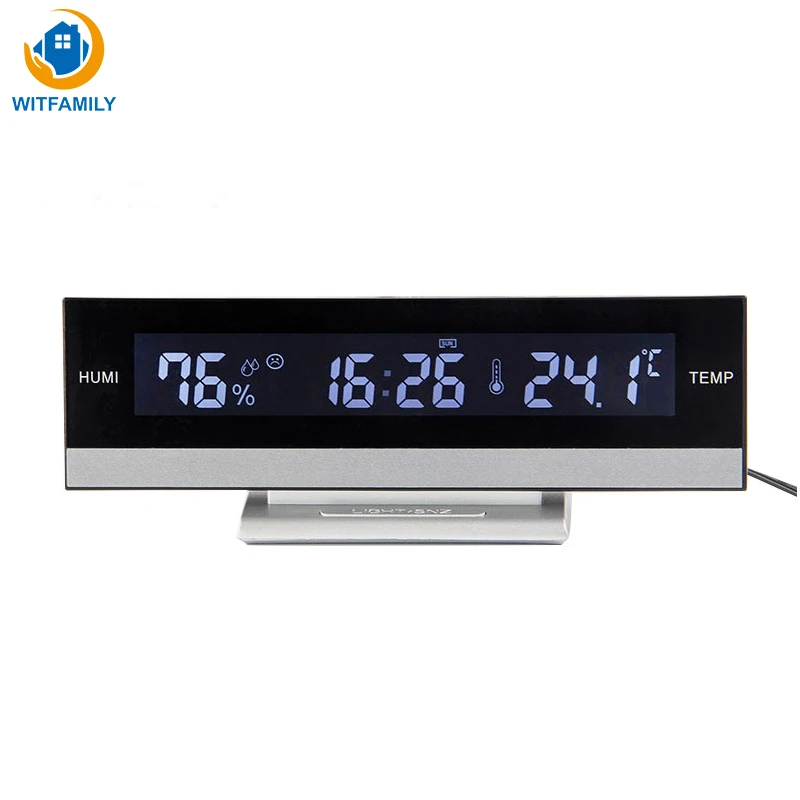  Home Digital LCD Big Large Screen LED Display Electronic Alarm Clock Desk Temperature Humidity Cloc