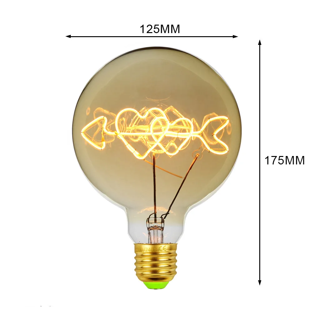 TIANFAN Эдисона лампы G125 Love Cupid's Arrow лампа Светодиодная в форме шара-глобуса винтажная нить 4 Вт декоративная подвесная настольная лампа лампочка - Испускаемый цвет: Table Lamp Bulb