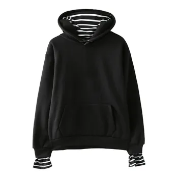 

Dropshipping 2019 New Arrivals Women Long Sleeve Hooded Sweatshirts Pullover Tops Female Harajuku Striped Streetwear Hoodies 888