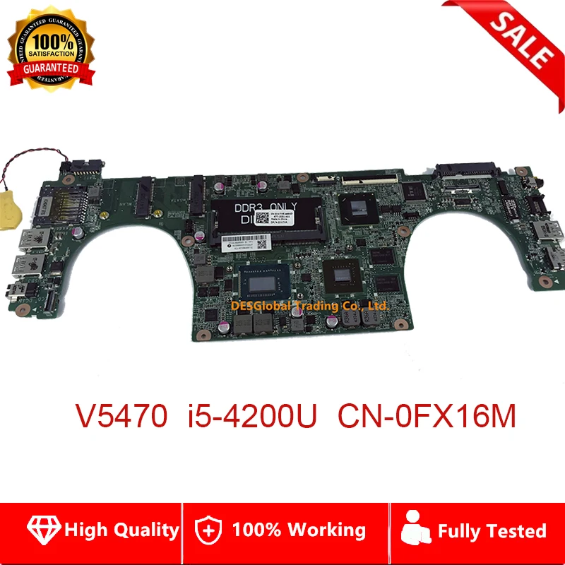 

DAJW8CMB8E1 for Dell Vostro 5470 V5470 Laptop Motherboard SR170 I5-4200U Mainboard FX16M 0FX16M CN-0FX16M Fully Tested Fast Ship