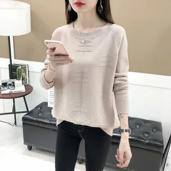 

TIGENA Tree Knitted Pullover Sweater Women 2019 Autumn Winter Korean Fashion Loose Long Sleeve Sweater Female Jumper Women Tops