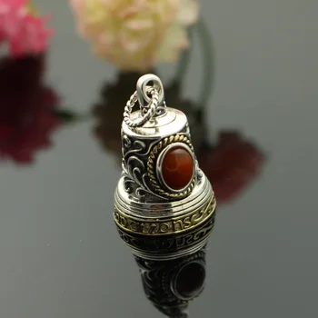 

Brass Turquoise Arabesque Bell Fine Copper Turquoise Double Color Wind Chime Car Key Ring Pendant Bell Have Voice Bell