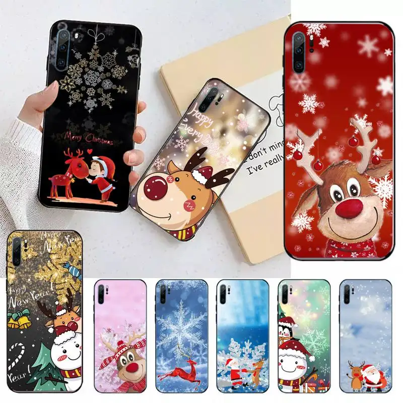 

Cartoon cute Christmas elk snowflake Phone Case For Huawei honor Mate P 9 10 20 30 40 Pro 10i 7 8 a x Lite nova 5t