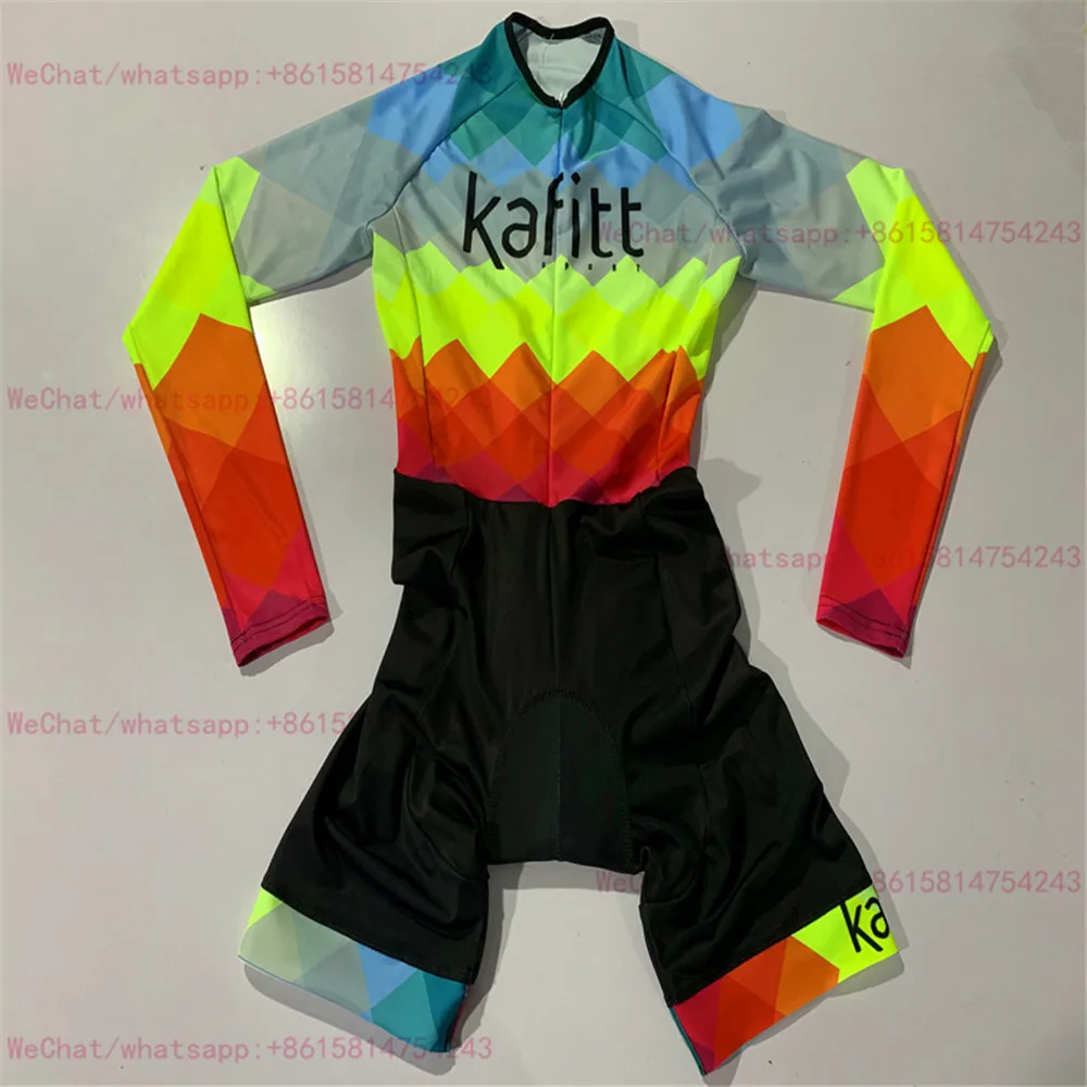 Kafitt Pro Team триатлон костюм женский с длинным рукавом Велоспорт Наборы Skinsuit комбинезон Майо Велоспорт Ropa ciclismo набор гелевая подкладка