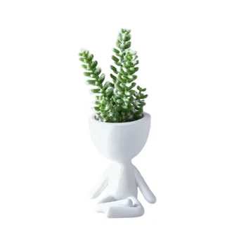

Cute Flower Pot Indoor Outdoor Art Portrait Sculpture Vase Resin Succulent Planter Vase Home Garden Desktop Decor Planters