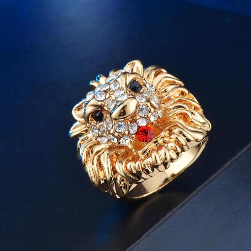 Kinel Горячее предложение, ретро кольцо со львом, увеличенные ювелирные изделия с животными, модные золотые кольца с кристаллами для женщин, подарок на Хэллоуин, новинка