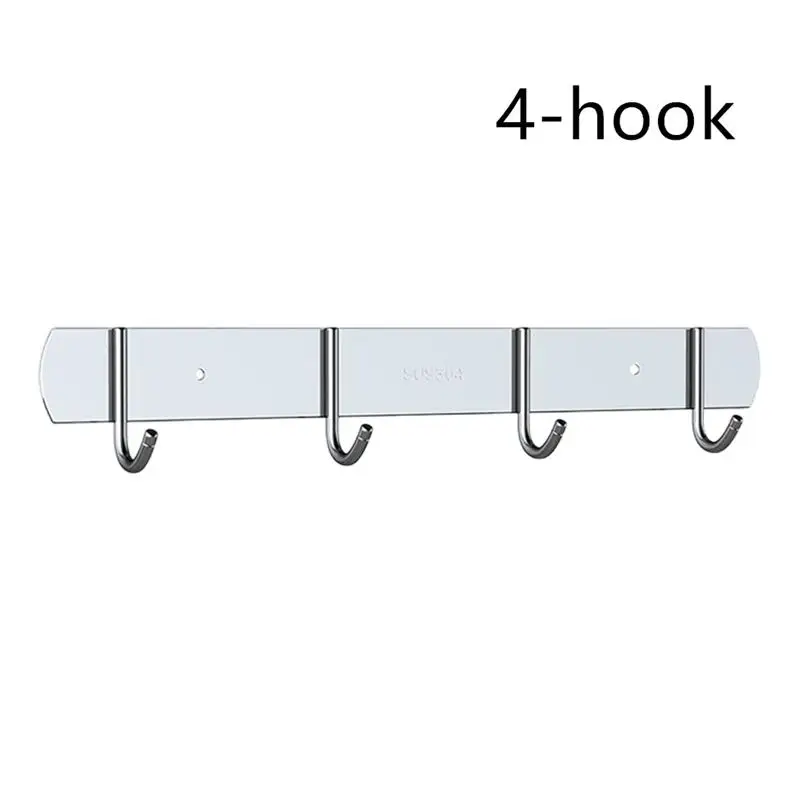 Four-hook 1 шт. нержавеющая сталь одежда шляпа подвесной крючок многофункциональная сильная клейкая вешалка настенный дверной крючок крючки для халатов - Цвет: Four-hook