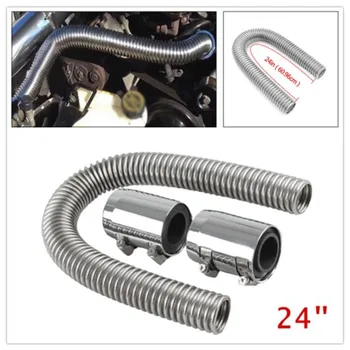 

Adjustable 24" Flexible Stainless Upper/lower Radiator Hose Kit With Chrome Caps Fit For 1-1/4" 1-1/2" 1-5/8" Radiator Necks