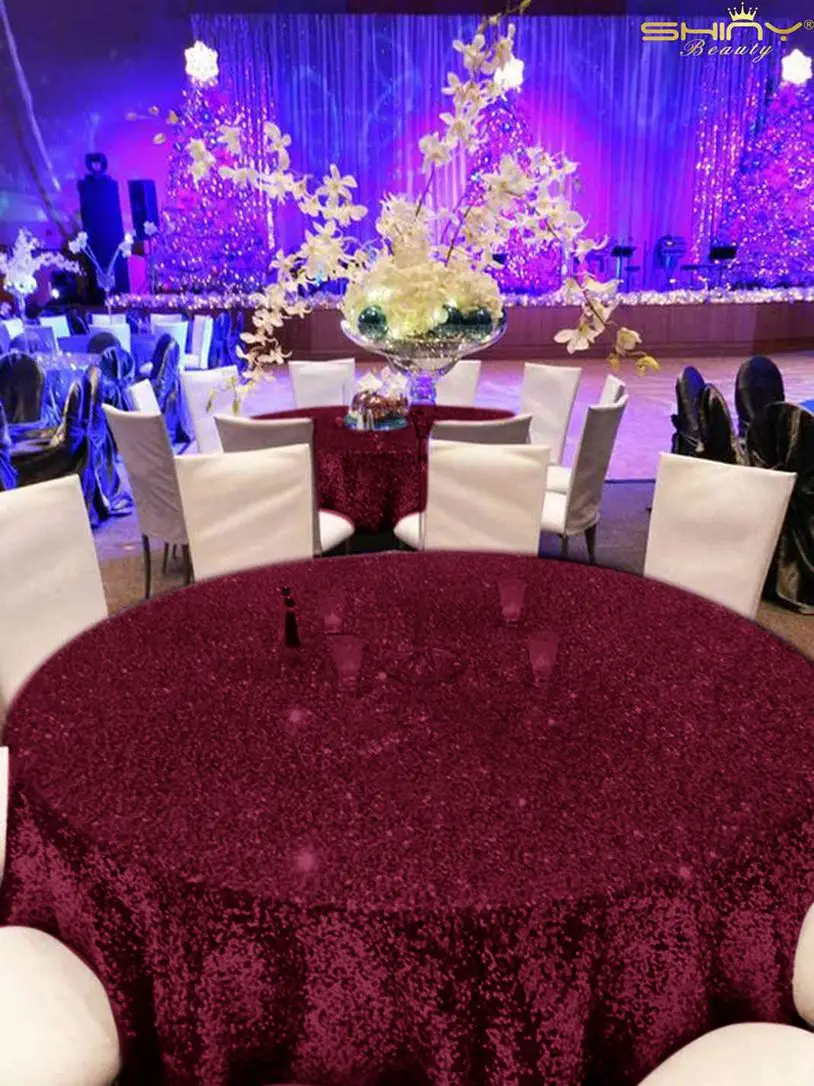  72inch Burgundy Round Tablecloth Decorative Fabric Circular Table Cover for Outdoor and Indoor Use 