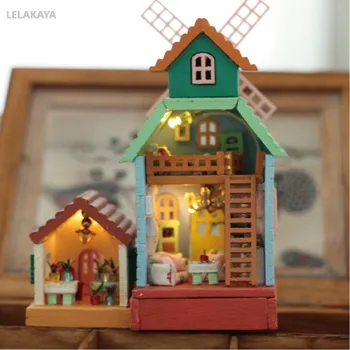 

Wind Fantasy Glass Ball DIY Wooden Dollhouse Model Building Kit Windmill House Villa Assembly Furniture Children Puzzle Toy B007