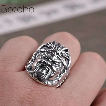 

100% S925 sterling silver rings for men retro GUANYU magistrate squama grain opening 925 pure silver women men ring