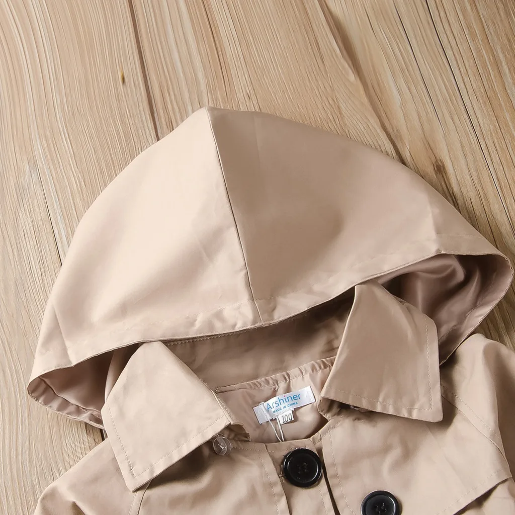 ARLONEET/однотонная ветровка с капюшоном для маленьких девочек и мальчиков; ветрозащитное пальто с рюшами; детская верхняя одежда с длинными рукавами; свободная куртка; CO17
