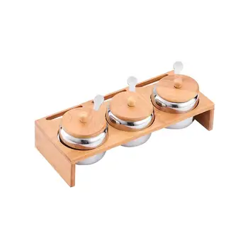 

3pcs in 1 Set Seasoning Box Compartment Kitchen Condiment Container Organizer Spice Jars for Sugar