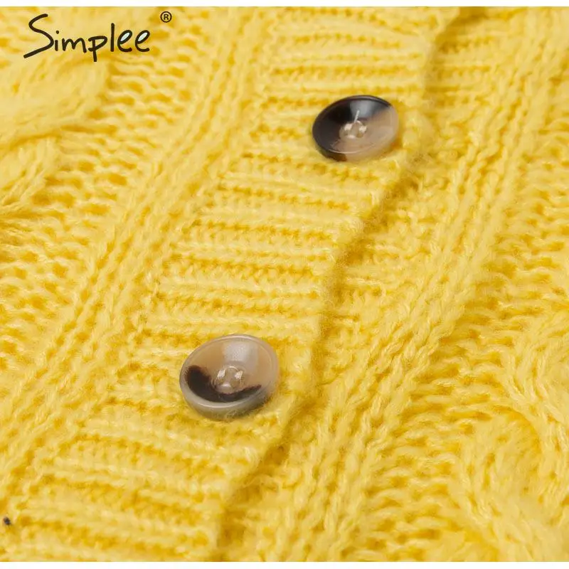 Simplee трикотажные однобортные женские кардиганы с круглым вырезом и длинным рукавом, кардиганы на пуговицах, элегантные Теплые повседневные осенние свободные кардиганы