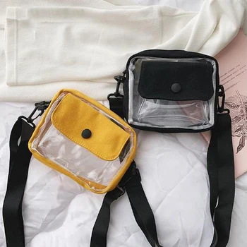 

Handbags Transparent Bags For Women 2020 Fashion Girls Canvas Transparent Jelly Student Shoulder Handbags Messenger Bag