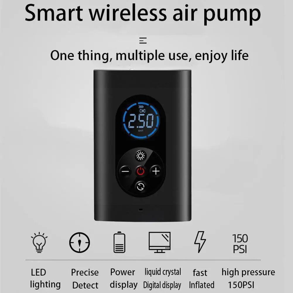 Portable Car Air Compressor Electric Cordless Tire 150 Inflator Air Digital Rechargeable Auto Balls For Car Motorcycle PSI L9V3