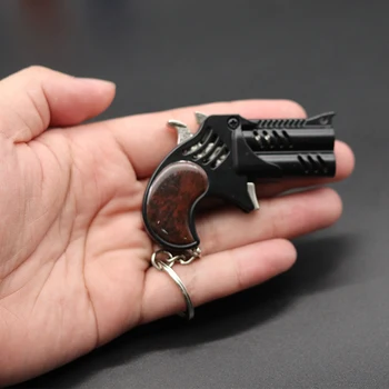 

Mini Cute Keychain for Men Rubber band Gun Weapon Key Chain Rings for Kids Adults Car Keyring Metal Key Holder