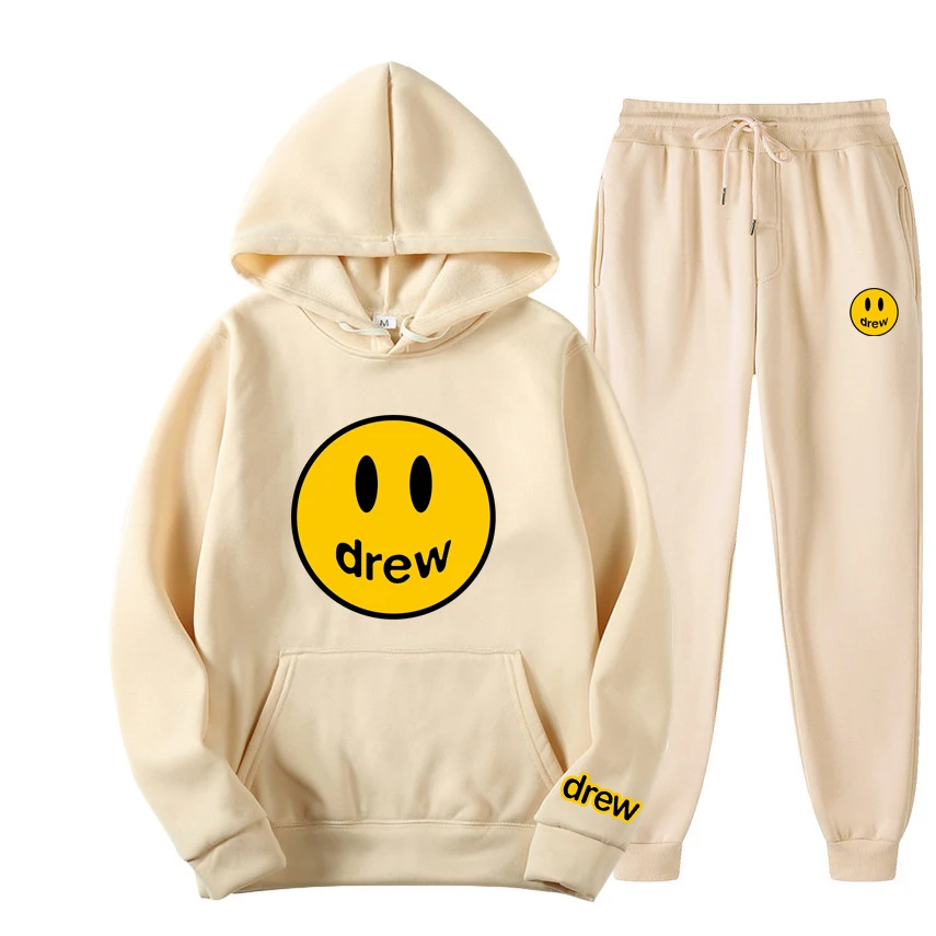 mens 2 piece set drew house 2022 Justin Bieber Fashion Man Tracksuits Mens Autumn Winter Brand Hoodies Jogging Suits Streetwear Athletic Sets mens jogger sets Men's Sets