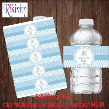 

Rikivity 20pcs Personalized Bear Baby shower Water Bottle Champagne Labels Candy Bar wrapper Sticker Wedding Birthday decoration