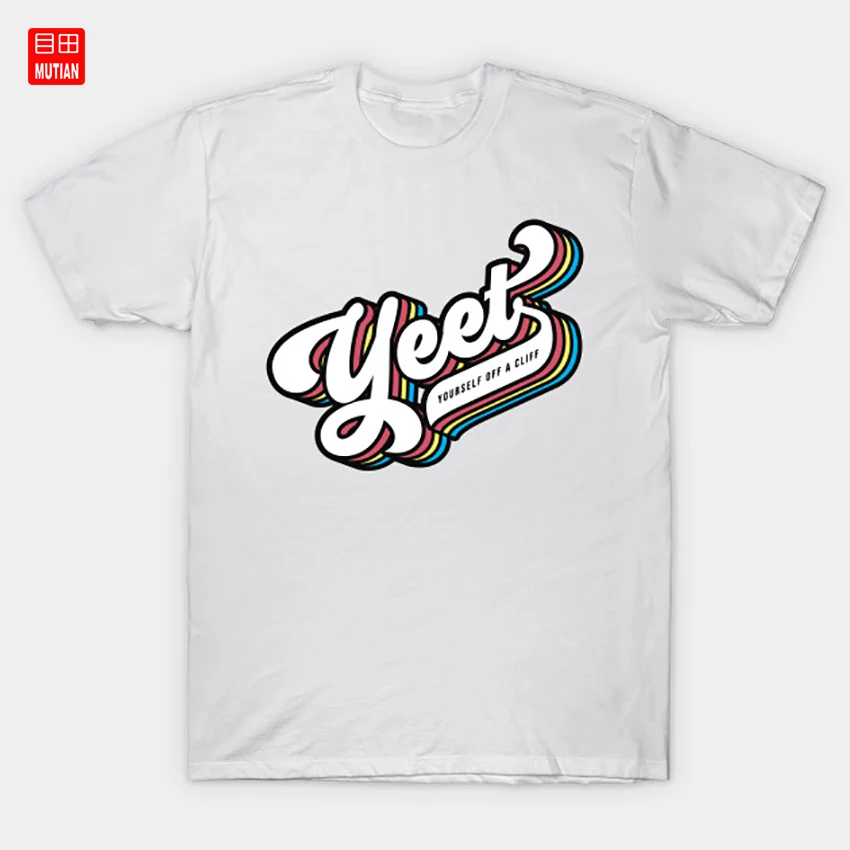 Yeet Yourself Off A Cliff T-Shirt Typography Retro Meme Funny Internet | Мужская одежда
