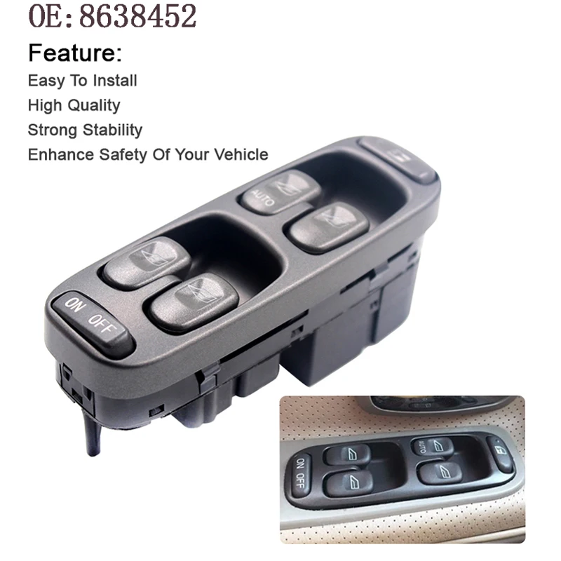 

New High Quality Window Switch For Volvo V70 S70 XC70 Window Master Control Switch 1998-2000 8638452