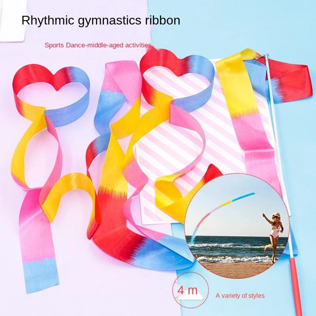 Dance Ribbons Streamers - 4Meters Unisex Kids' Gymnastics Ribbon Wands - Perfect