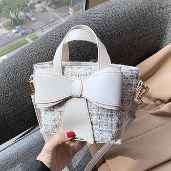 

Cute Bow Tote Bucket Bag 2020 Fashion New Quality PU Leather Women's Designer Handbag Small Shoulder Messenger bag Travel Bag