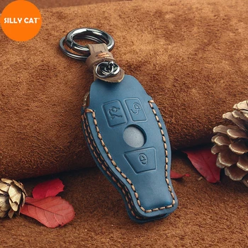 

Handmade Genuine Leather Car Key Fob Case Cover Bag Protector Suitable For Mercedes Benz C Class W204 2007-2014 W205 2014-2017