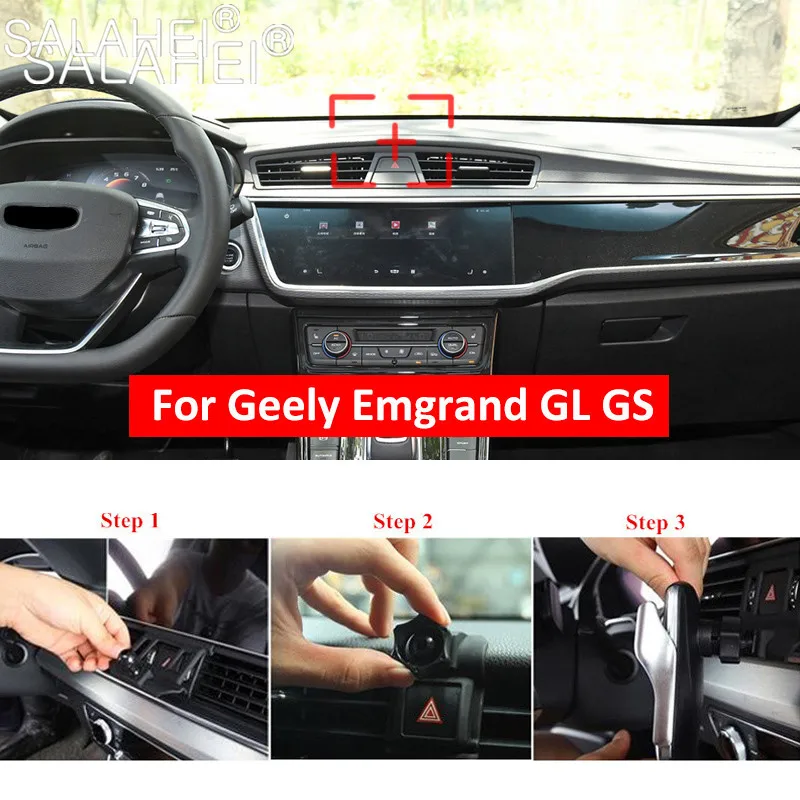 

Alloy Plastic Car Dashboard Mobile Phone Holder For Geely Emgrand GL GS Air Vent Mount Cradle Cell Smart Phone GPS Stand Bracket