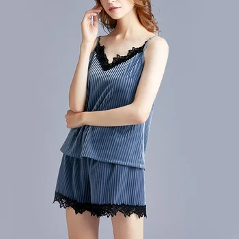 

Spring Autumn Sexy Lingerie Pyjamas Lace Women Pajama Sets Sleepwear Home Suit Nightgown Homewear Pijama Mujer